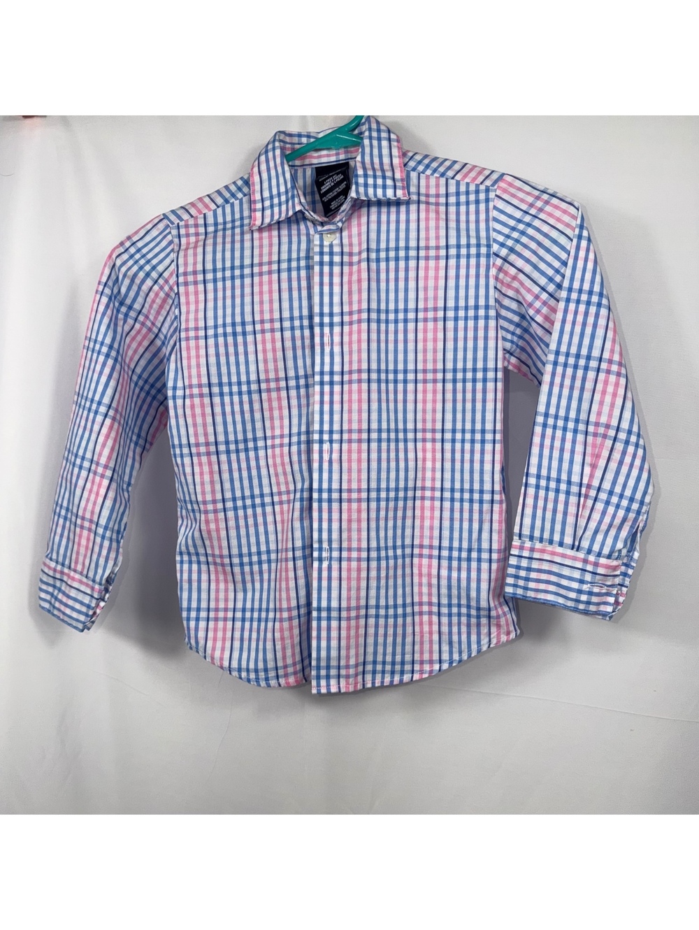 Nautica Boys Size 6 Pink Blue Plaid Button-Up Shirt
